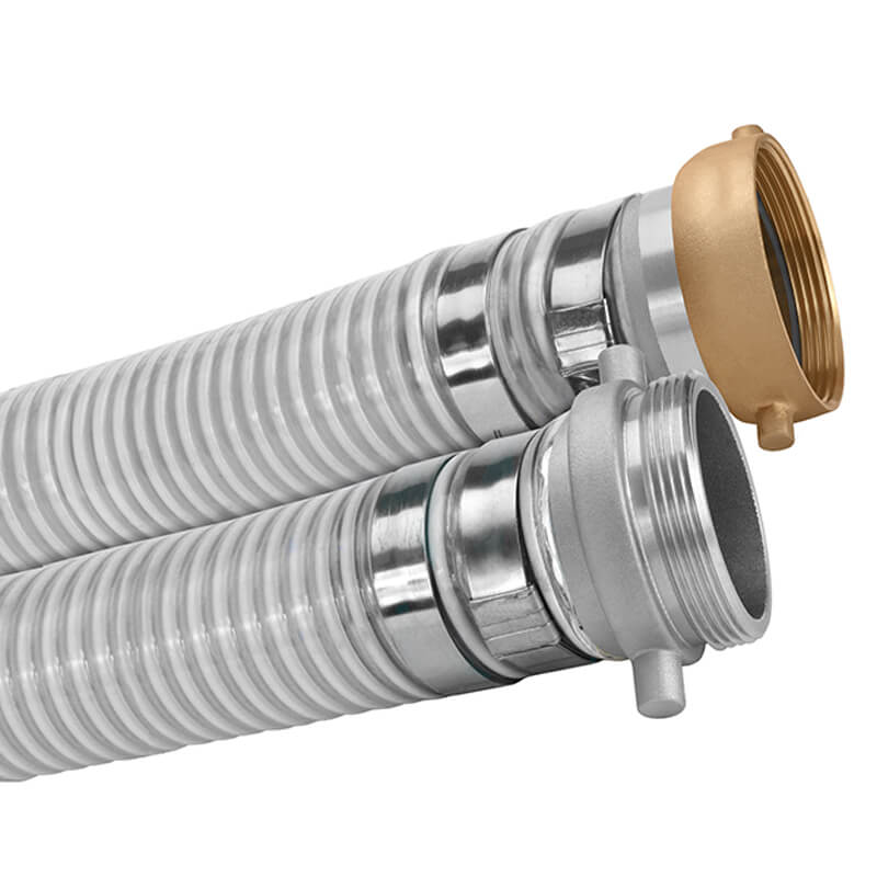 3" Clear PVC Suction Hose Assembly 20 Ft, Pin Lug Fittings