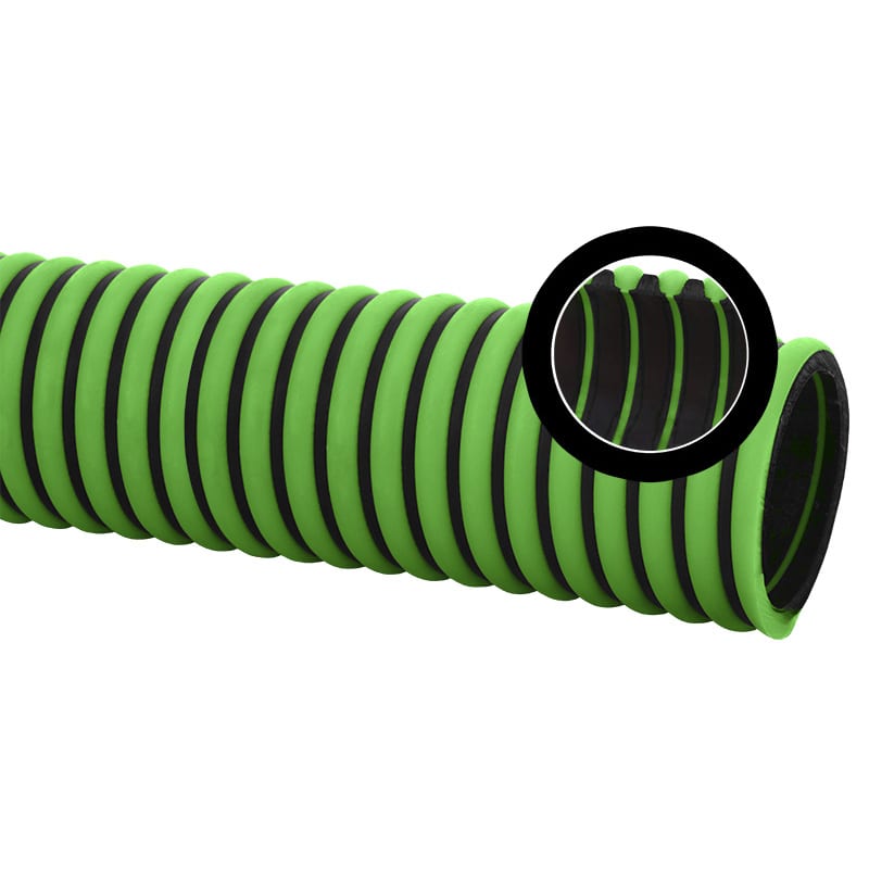 Gloxco 3" ID Green EPDM Suction Hose, 100' Length