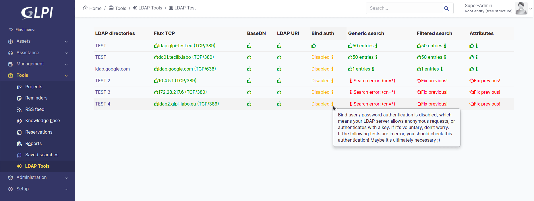 Outils LDAP — Documentation GLPI plugins