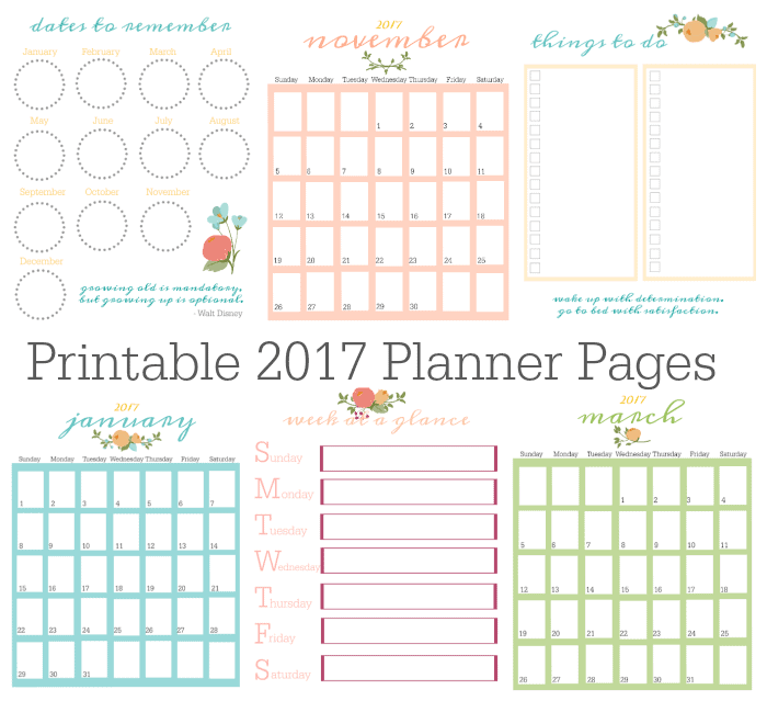 Printable 2017 Planner Pages - Gluesticks