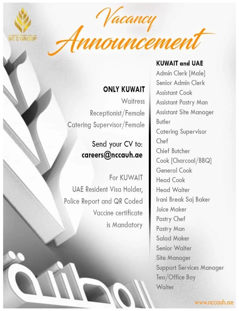 Catering Company Jobs Uae & Kuwait