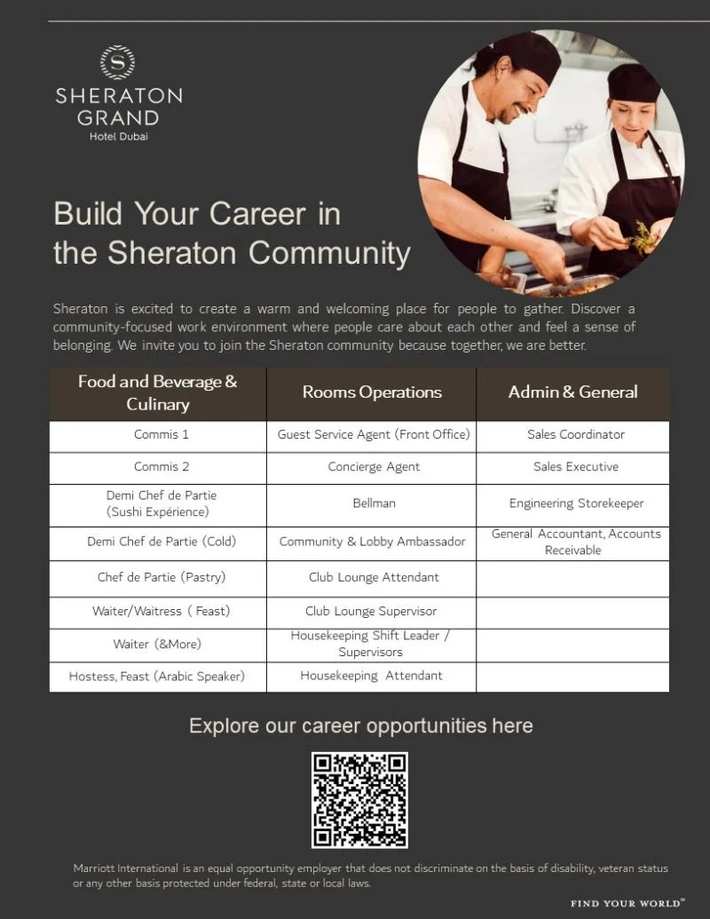 Sheraton grand hotel dubai careers 2022 Job Vacancies Dubai Dont
