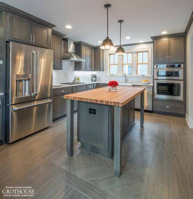 Custom Wood Countertops for Narrow Kitchen Islands