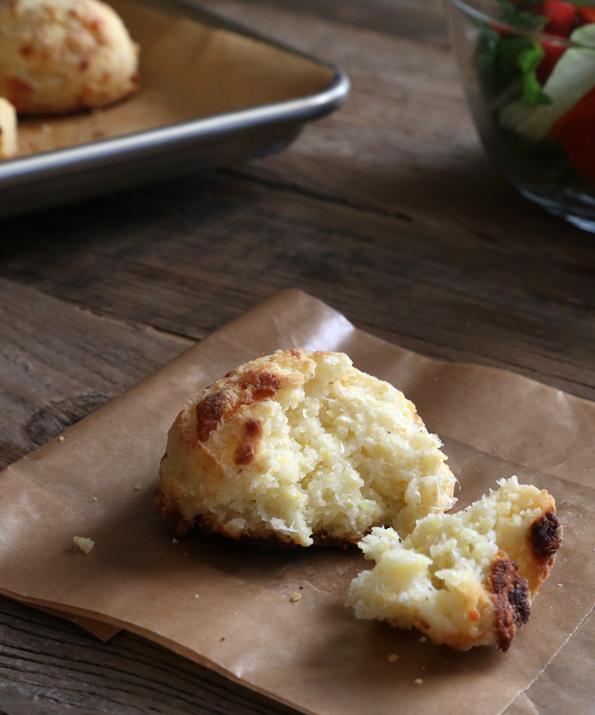 Gluten Free Cornmeal Drop Biscuits with asiago cheese