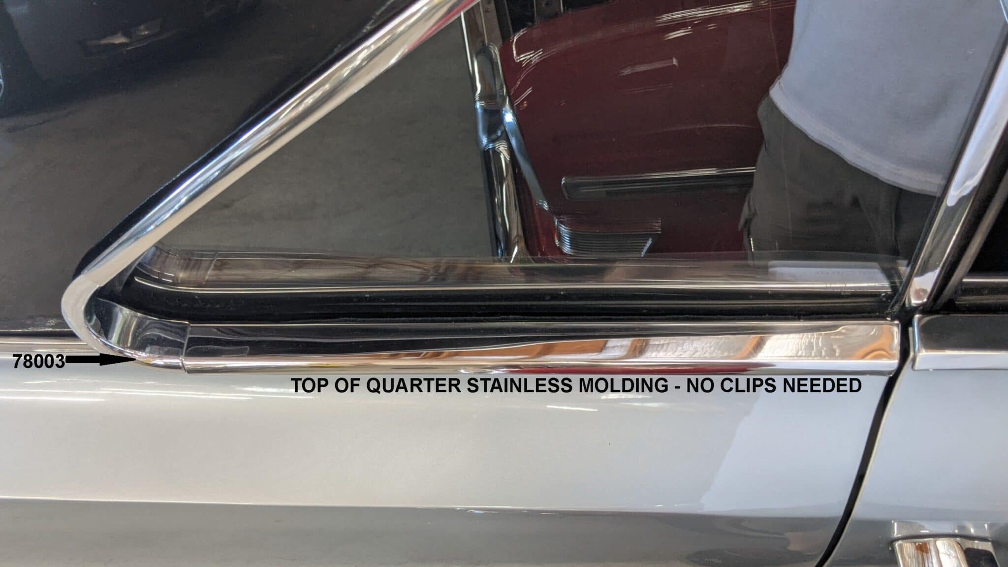 Top Of Door Reveal Stainless Molding Clip for 19661967 Nova GM Classics