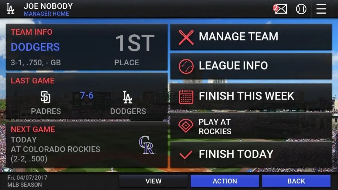 MLB Manager 2017 App (Android, iPhone, iPad, iOS) Baseball Simulation
