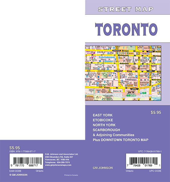 Toronto, Ontario Street Map Street Map GM Johnson Maps
