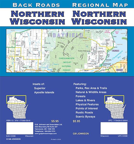 Wisconsin Northern, Wisconsin Regional Map GM Johnson Maps