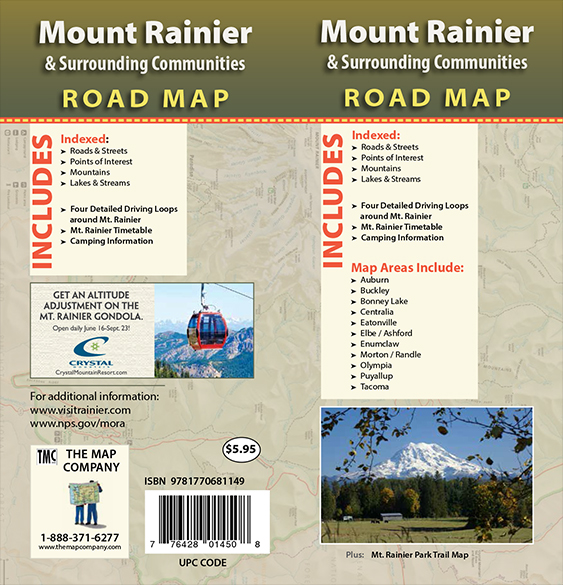 Mount Rainier Recreation, Washington Regional Map GM Johnson Maps