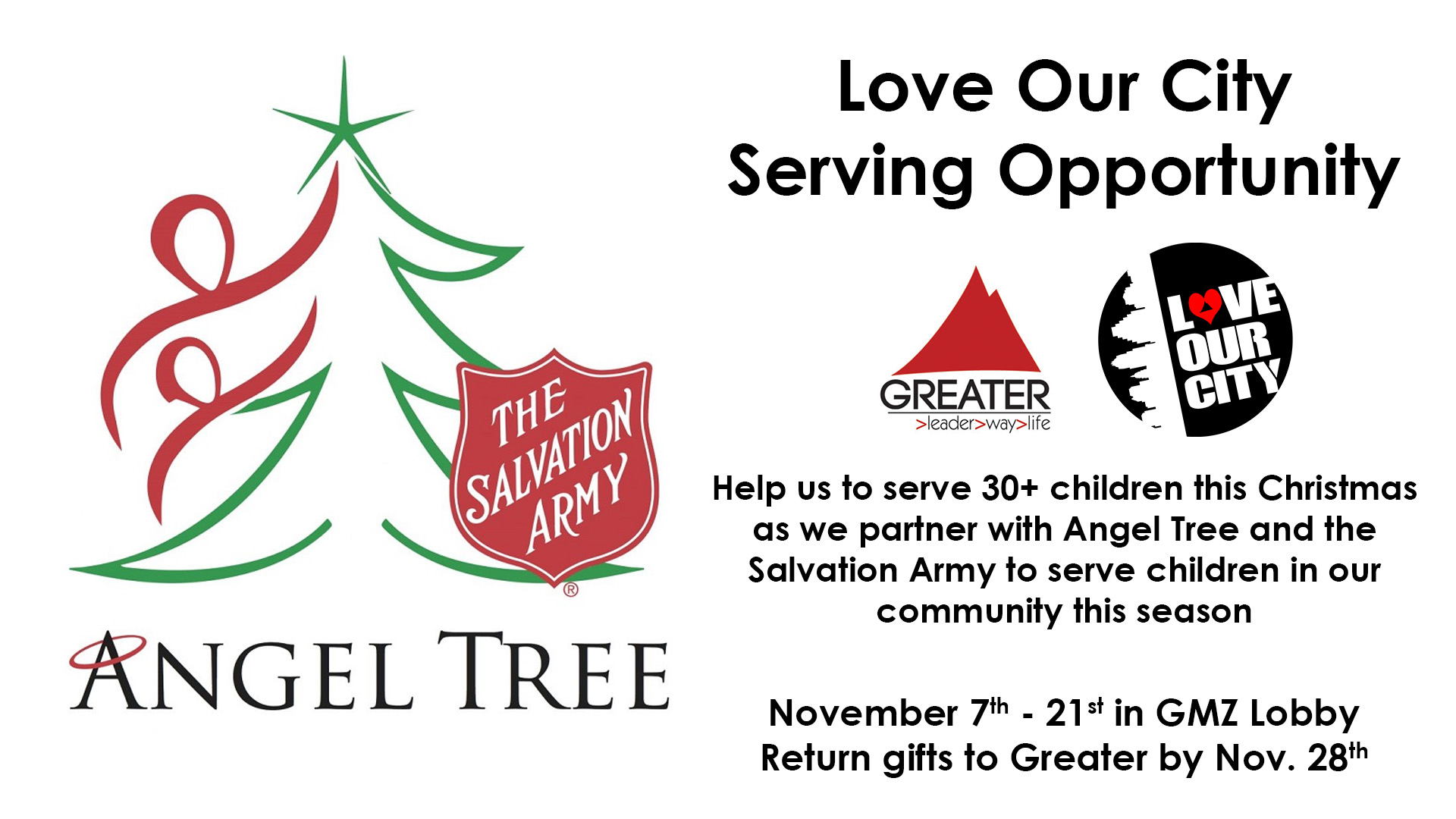 Salvation Army Angel Tree & Love Our City Greater Mt. Zion Church