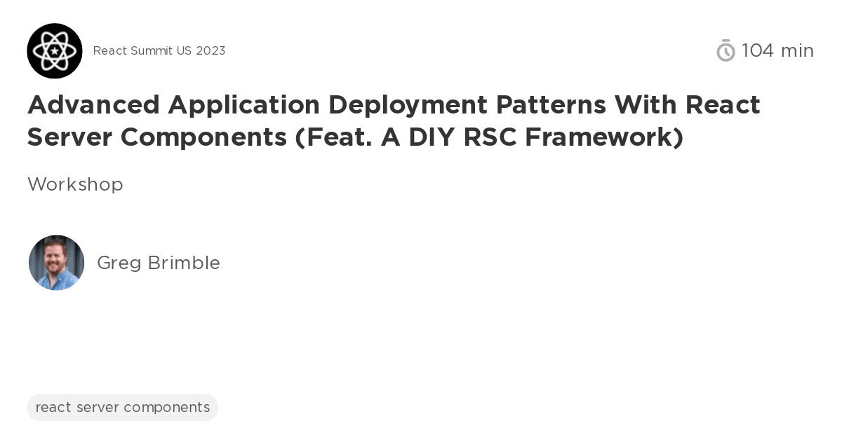Advanced Application Deployment Patterns with React Server Components