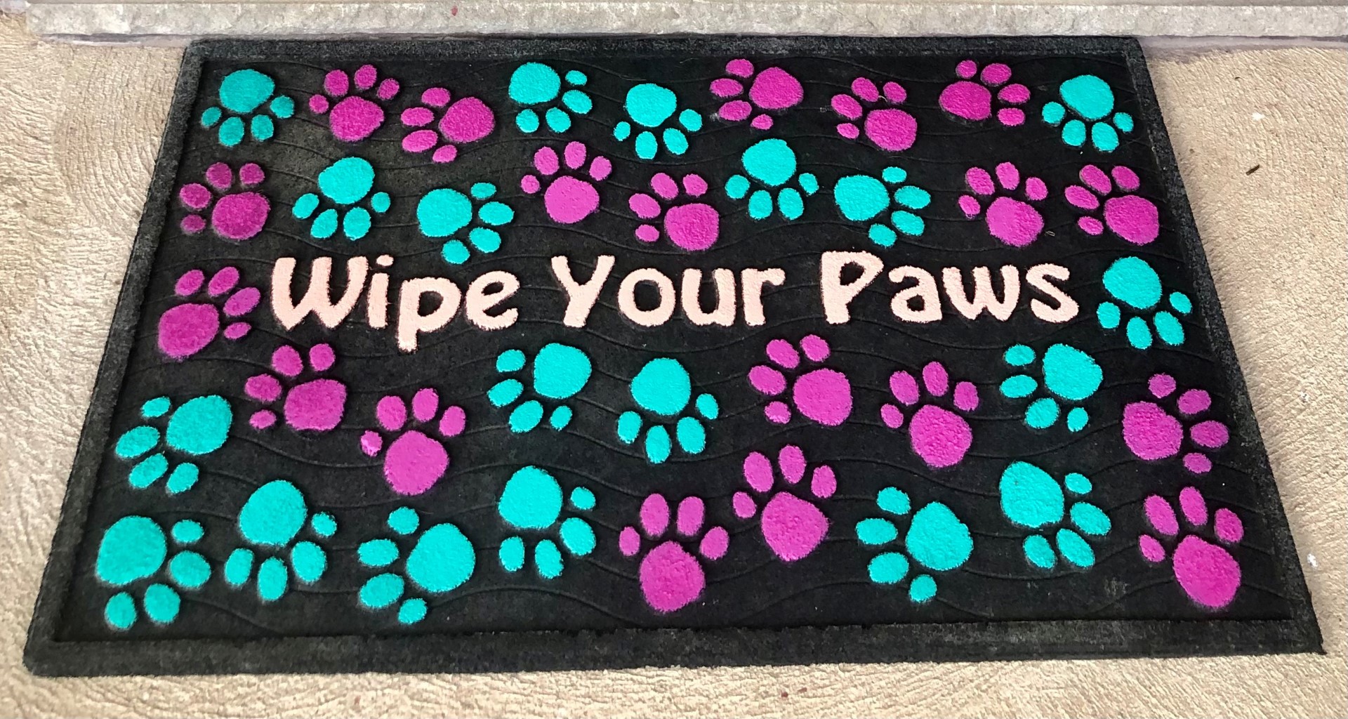 Painted & Recycled Rubber Door Mat Gnome & Backyard