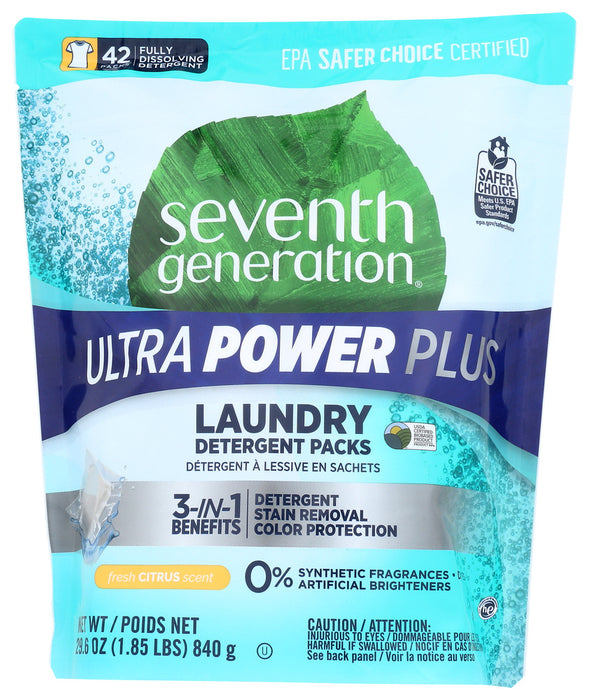 Seventh Generation Laundry Detergent Packs, Ultra Power Plus, Fresh