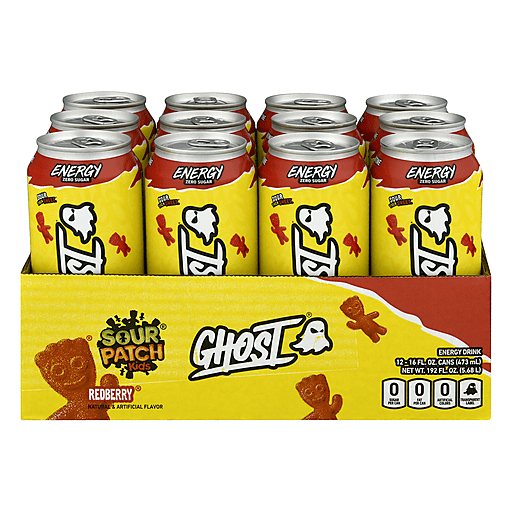 Ghost 12 Pack Sour Patch Kids Redberry Energy Drink — UPC 810028293328