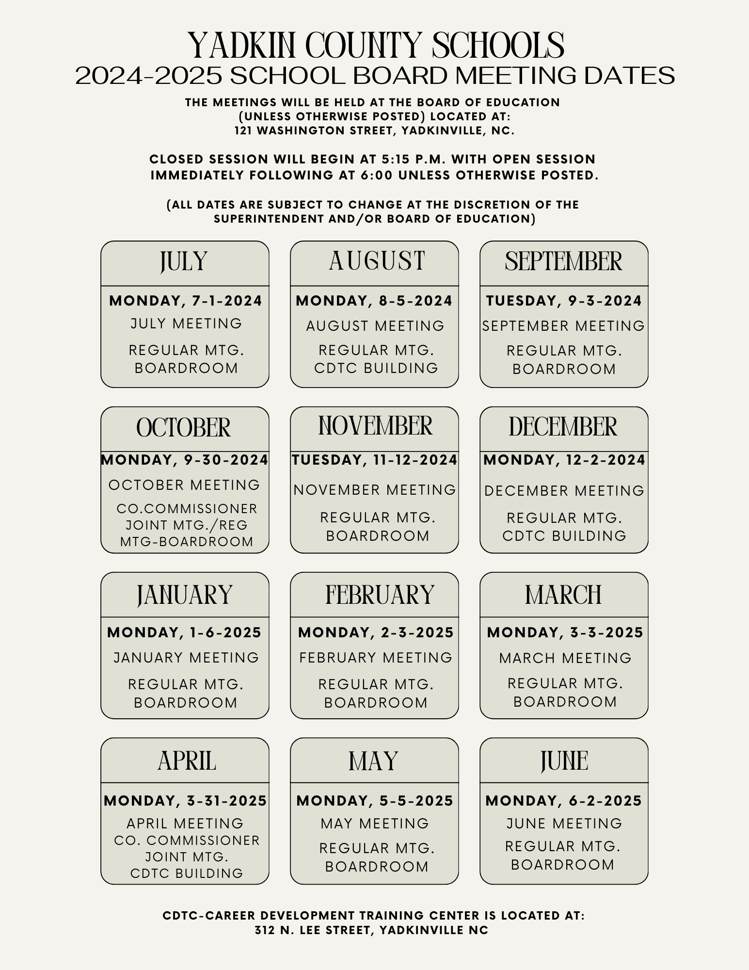 Active Meetings Yadkin County Schools BoardDocs® LT