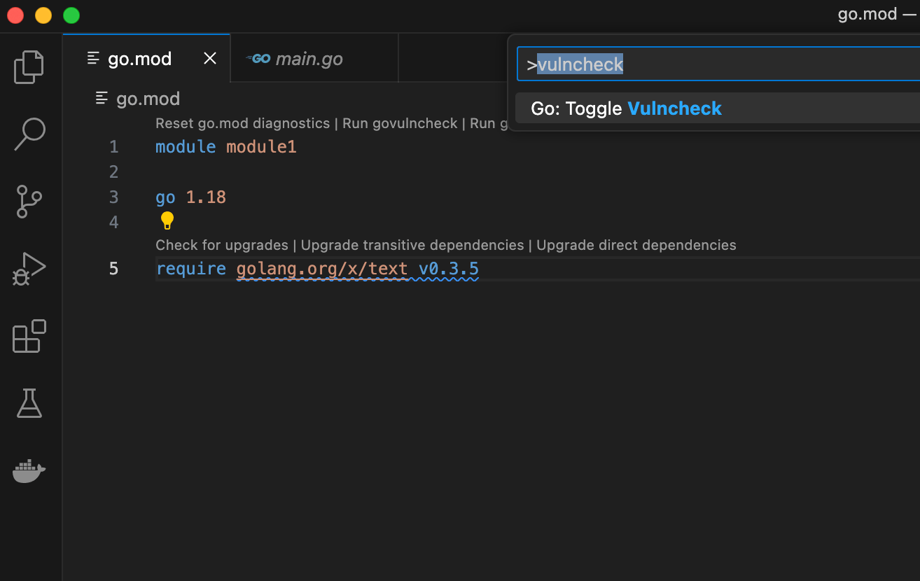 Tutorial Find and fix vulnerable dependencies with VS Code Go The Go