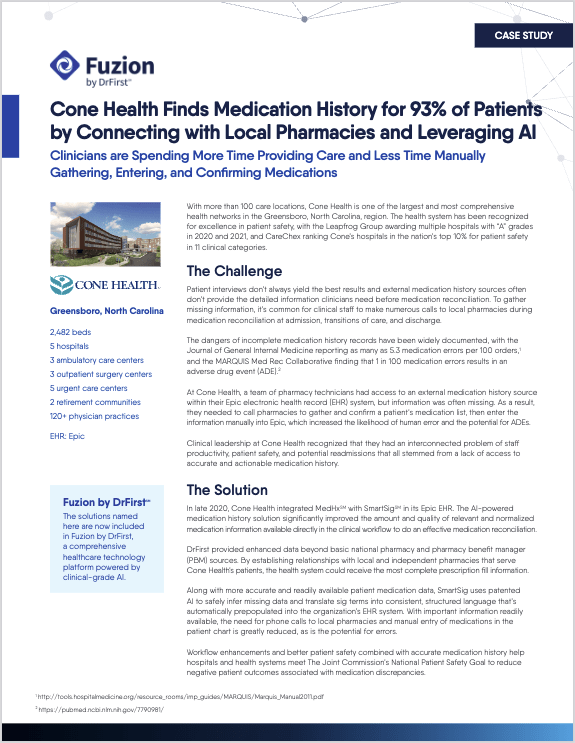 Case Study Cone Health DrFirst