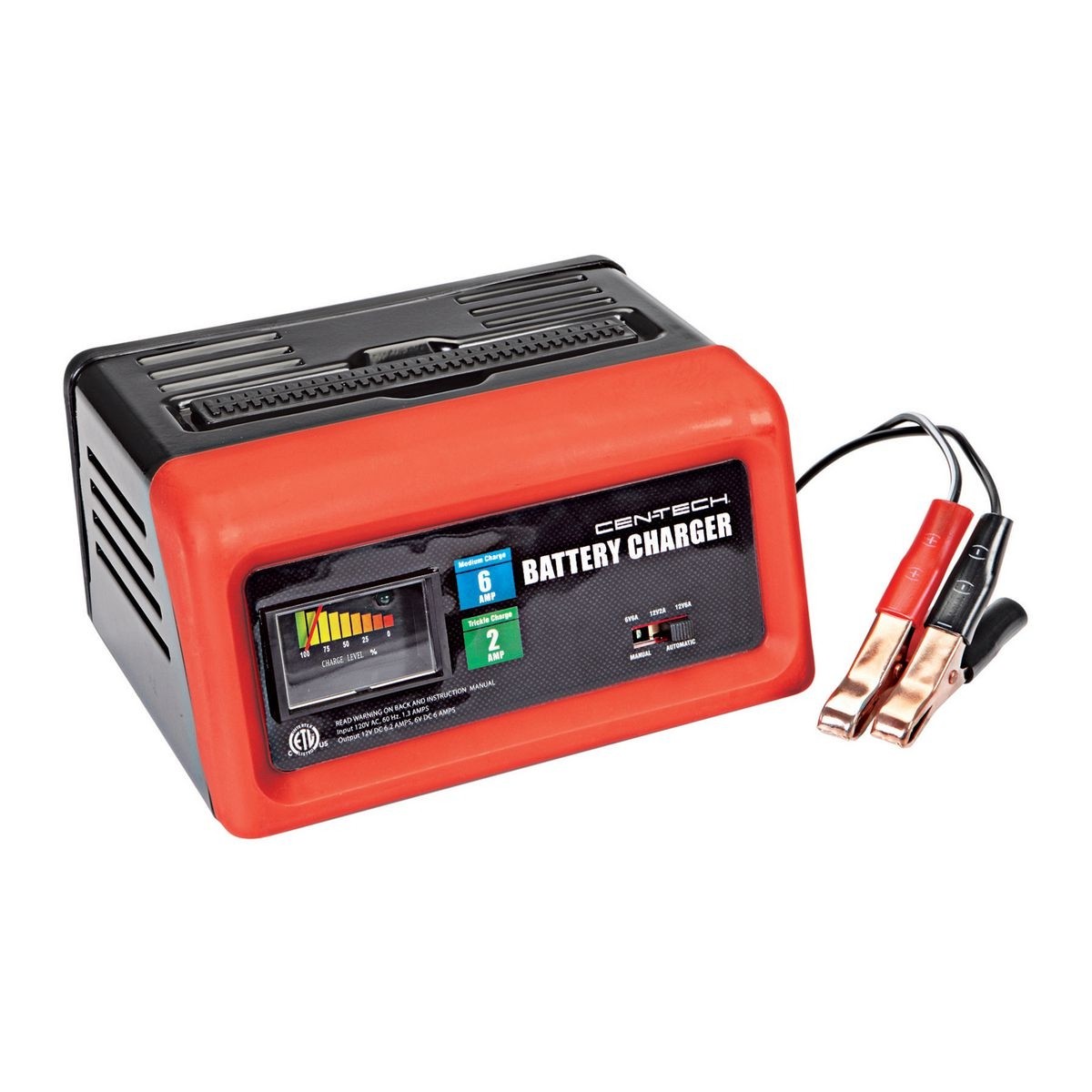 CENTECH 2/6A 6/12v Manual Charger Item 56744 / 56799 Harbor