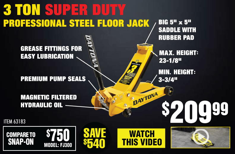 20 Off Any Daytona Floor Jack, Now Through 1/19 Harbor Freight Coupons