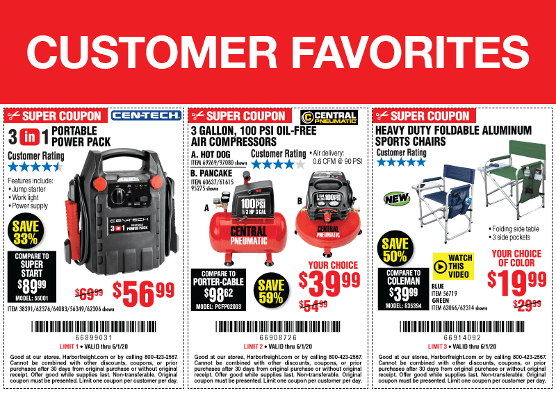 Save on Harbor Freight’s Customer Favorites, Now Through 6/30/20