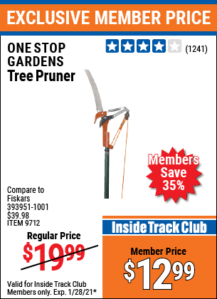 ONE STOP GARDENS Tree Pruner for $12.99 – Harbor Freight Coupons