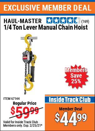 Select 1 inch x 25 ft tape measure item for $0.98. HAUL-MASTER 1/4 ton Lever Manual Chain Hoist for $44.99 ...