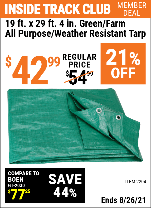 HFT 19 ft. x 29 ft. 4 in. Green/Farm All Purpose/Weather Resistant Tarp