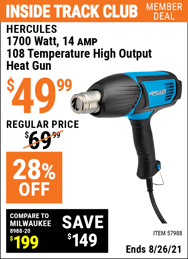 HERCULES 1700 Watt 14 Amp 108 Temperature High Output Heat Gun Item