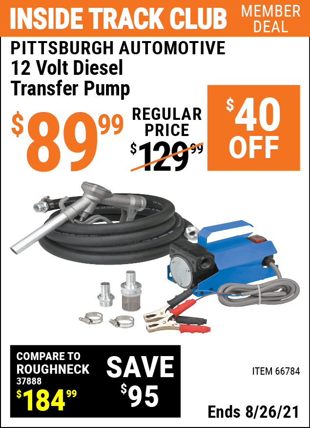 PITTSBURGH AUTOMOTIVE 12V Diesel Transfer Pump for 89.99 Harbor