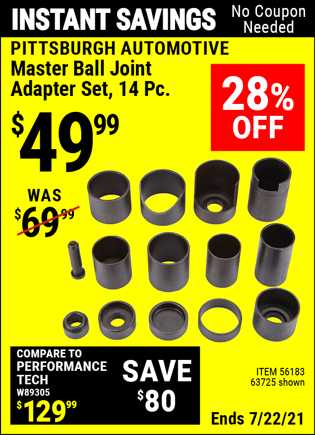 PITTSBURGH AUTOMOTIVE Master Ball Joint Adapter Set 14 Pc. for 49.99
