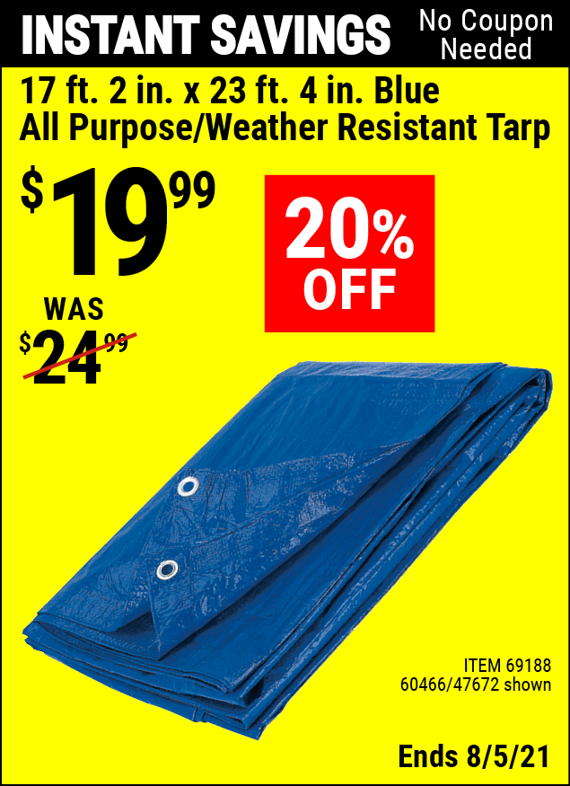 HFT 17 ft. 2 in. x 23 ft. 4 in. Blue All Purpose/Weather Resistant Tarp