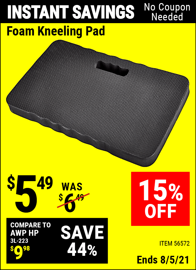 Heavy Duty Foam Kneeling Pad for 5.49 Harbor Freight Coupons