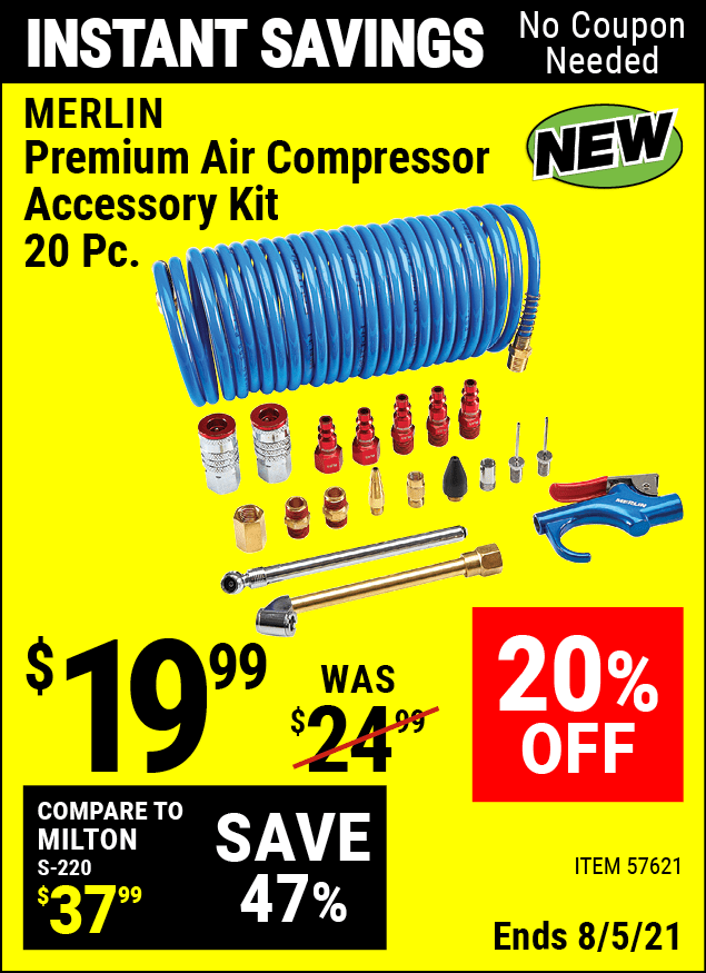 MERLIN Premium Air Compressor Accessory Kit, 20 Pc. for 19.99 Harbor Freight Coupons