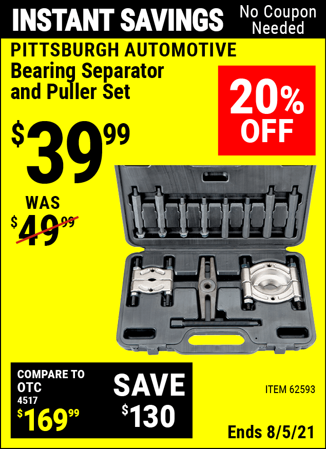PITTSBURGH AUTOMOTIVE Bearing Separator and Puller Set for 39.99