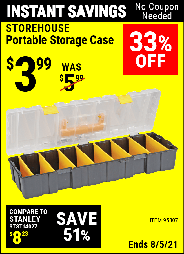 Portable Storage Case for 3.99 Harbor Freight Coupons
