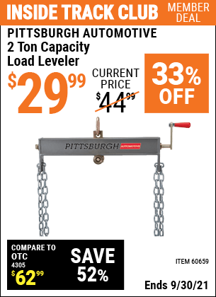 PITTSBURGH AUTOMOTIVE 2 Ton Capacity Heavy Duty Load Leveler for $29.99