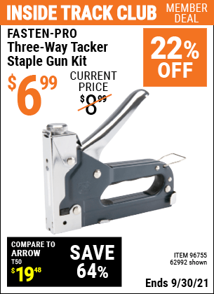FASTENPRO Three-Way Tacker Staple Gun Kit for $6.99 – Harbor Freight