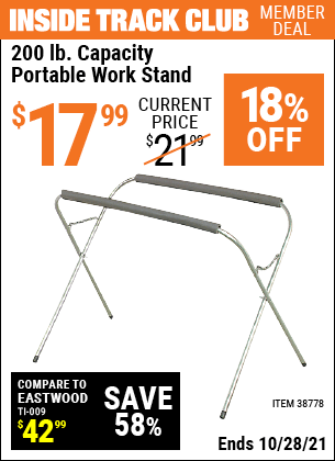 200 Lb. Capacity Portable Work Stand for $17.99 – Harbor Freight Coupons