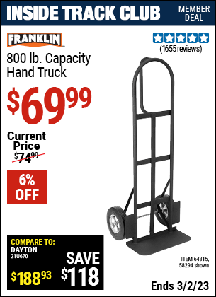 HAUL-MASTER 800 lb. Capacity Heavy Duty Hand Truck for $69.99 – Harbor
