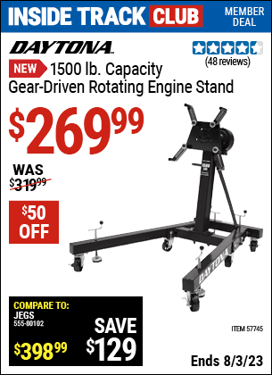 DAYTONA 1500 lb. Capacity Gear Driven Rotating Engine Stand for $269.99