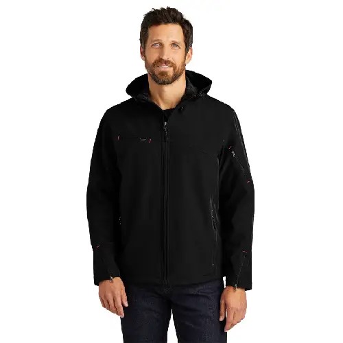 Port Authority® Textured Hooded Soft Shell Jacket Kotis Design