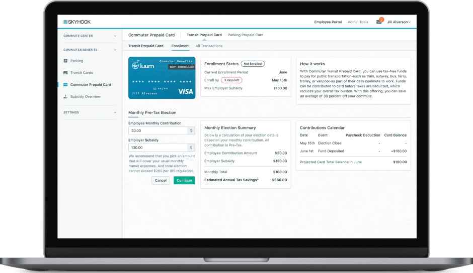 Commuter Card Luum Commute Management Platform
