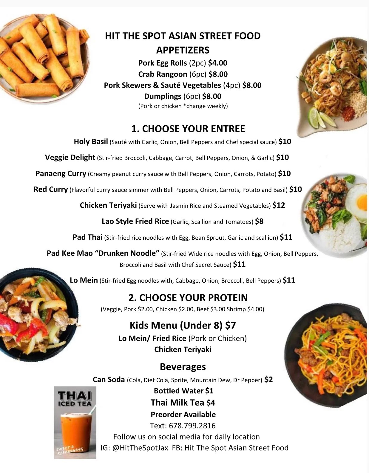 Hit the Spot Asian Food Truck Menu Today 58pm