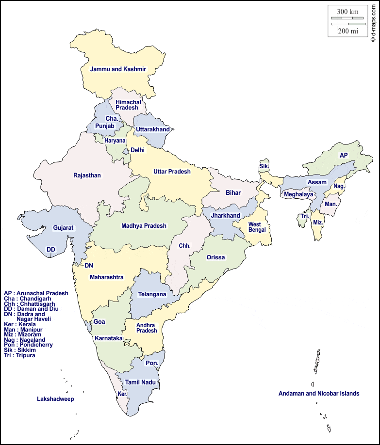 28 States Of India Map India's 28 States Capitals Chief Ministers Union Territories