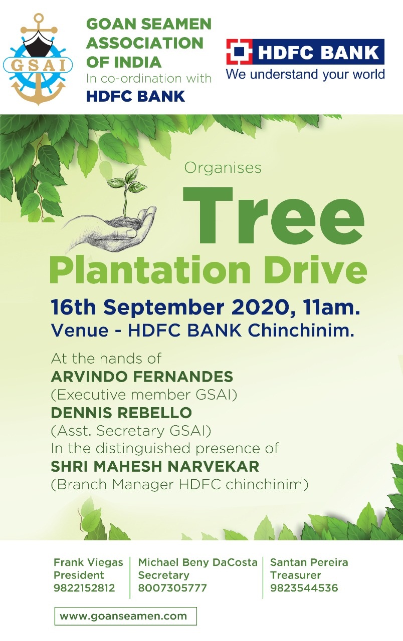 Tree Plantation Drive 16th September 2020 Goan Seamen Association Of