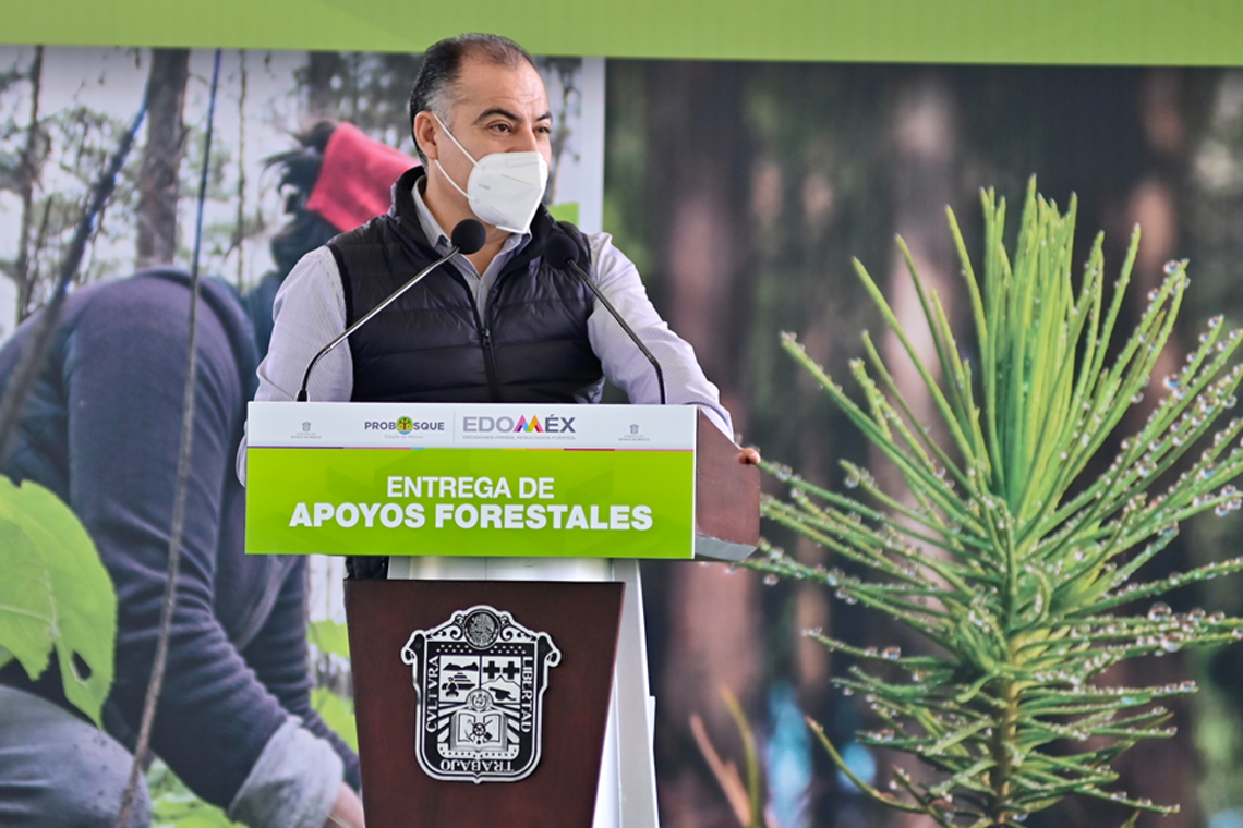 Boletín 184 . Alfredo del Mazo entrega apoyos forestales en Chalco