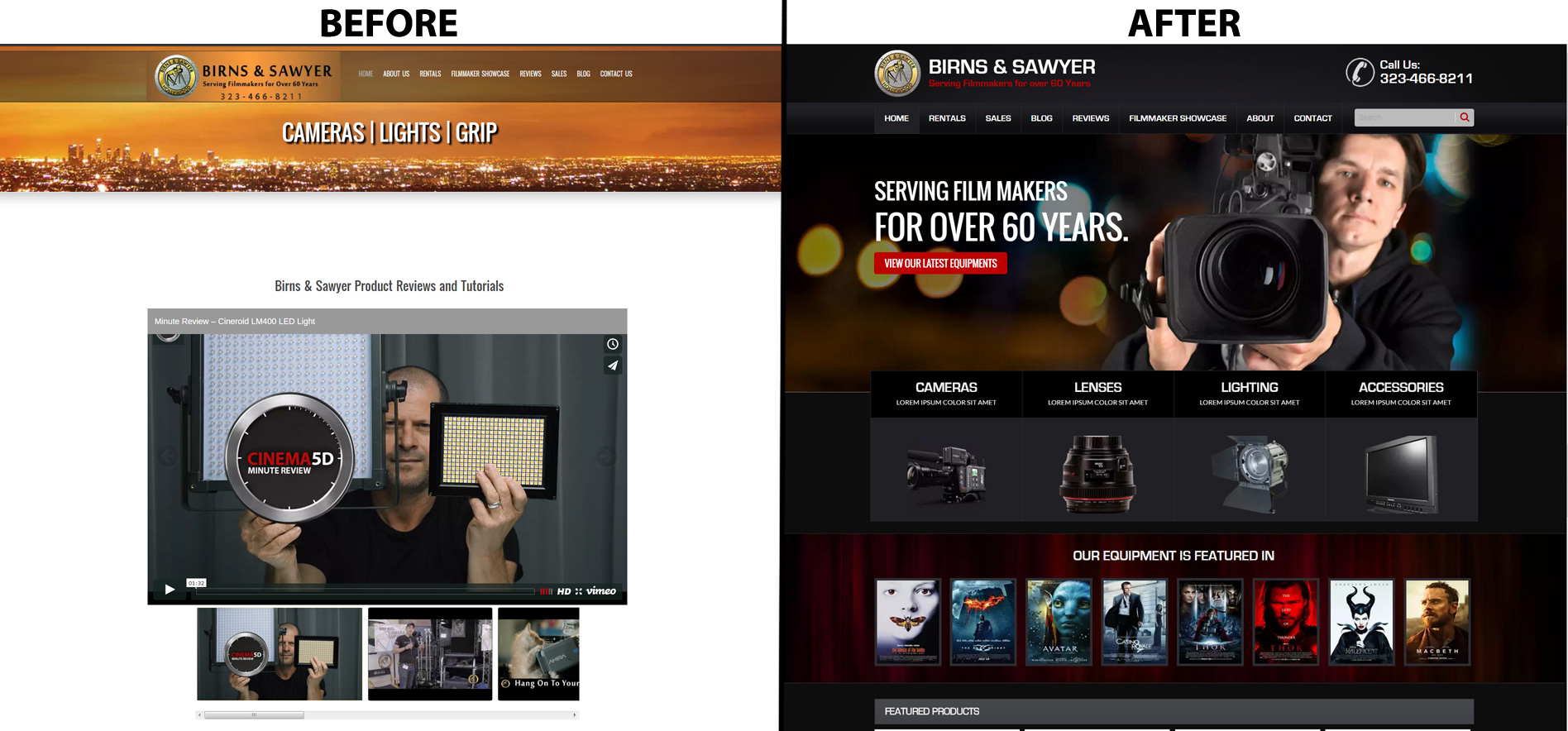 Website Redesign Before and After Go Big LA