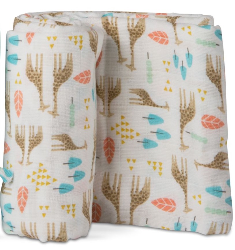 Giraffe Swaddle Baby Blanket 47″ x 47″ Green Valley Book Fair