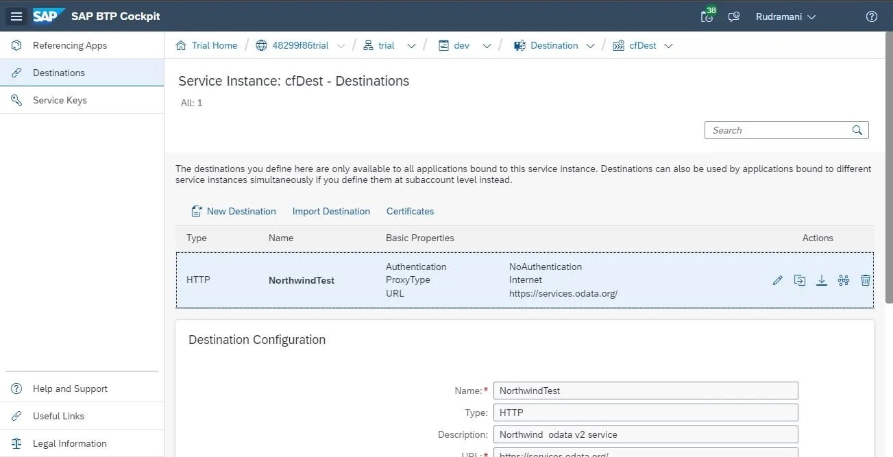 SAP BTP Destination Access in SAP UI5 - Go Coding