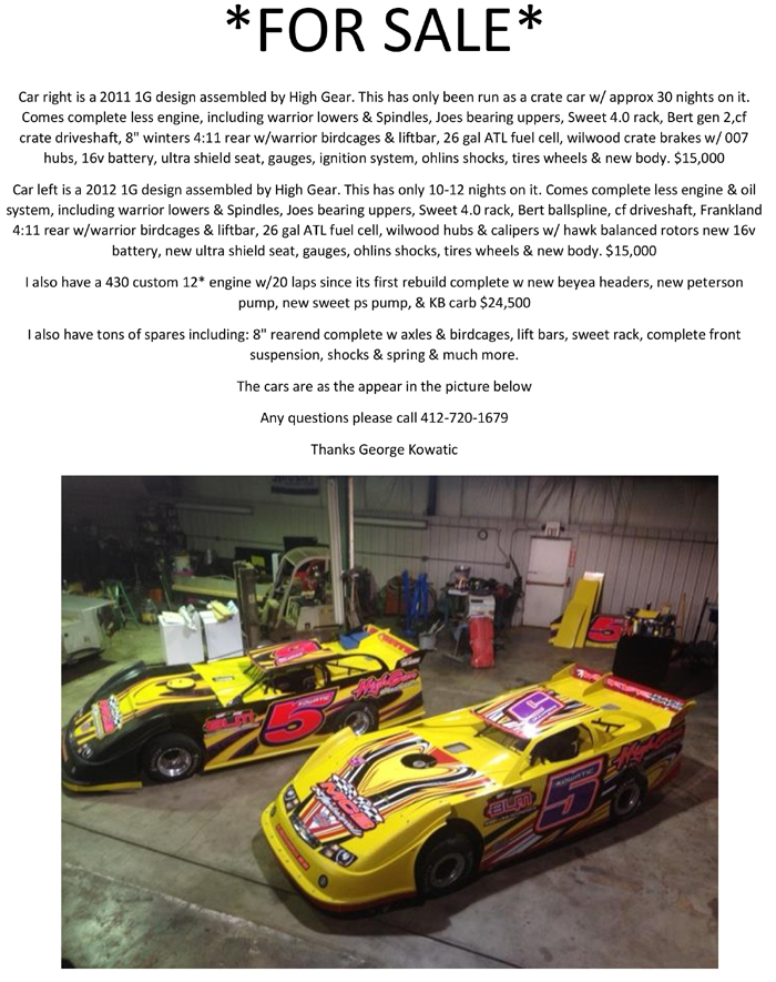 Goddard Performance Parts Warrior Race Cars Used Parts